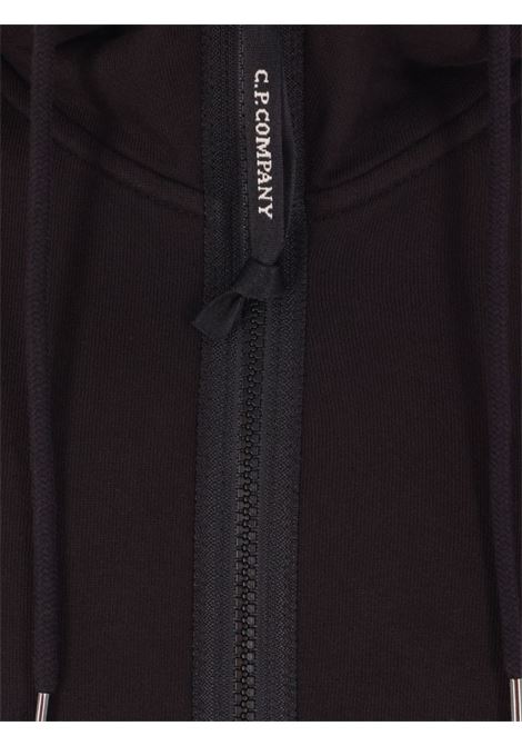 felpa hooded open diagonal raised fleece uomo nera C.P. COMPANY | RCCMSS715A-005086W999